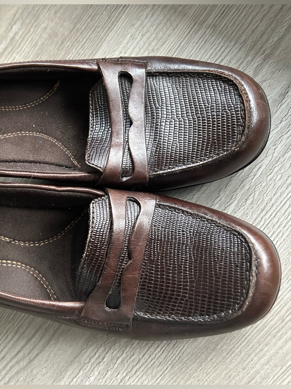 Clarks Bendables Leather Penny Loafer Heel Sz 9W - Picture 2 of 12